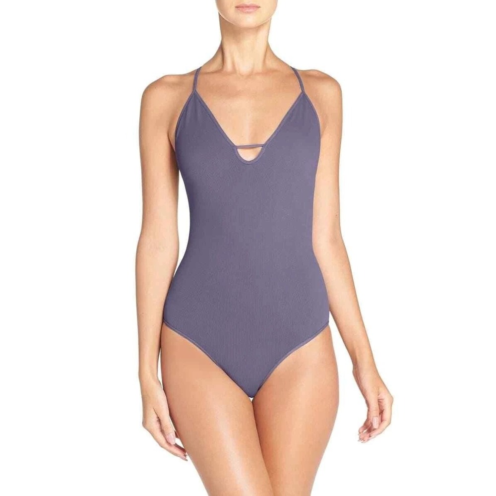 Free People Ribbed Cutout Halter Neck One Piece Bodysuit size XS/S